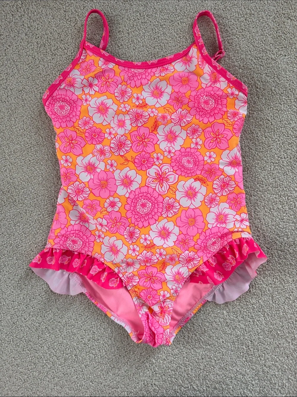 btween Pink Floral & Bubblegum Pink Kids One-Piece Swimsuits